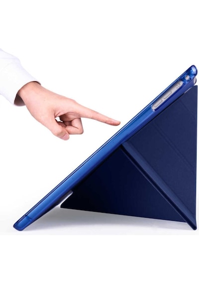 Fuchsia Apple Uyumlu iPad 9.7" 2017 5. Nesil İle Kılıf Kalem Bölmeli Tri Folding Katlanabilir Standlı Kapaklı Kılıf