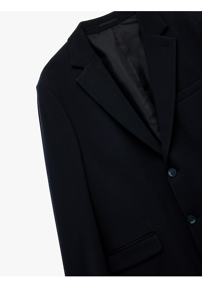 Koton Pike Kumaş Uzun Kollu Kapaklı Cep Detaylı Düğmeli Slim Fit Mono Yaka Blazer Ceket Lacivert 6wam50007hk Lacivert