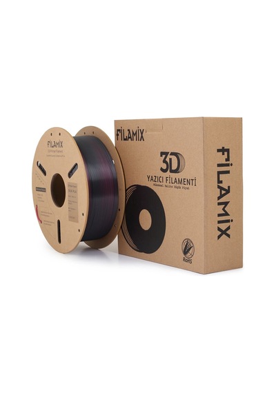 Filamix Silk Siyah Kırmızı Pla Filament 1.75mm 1kg - İpek Parlak Seri