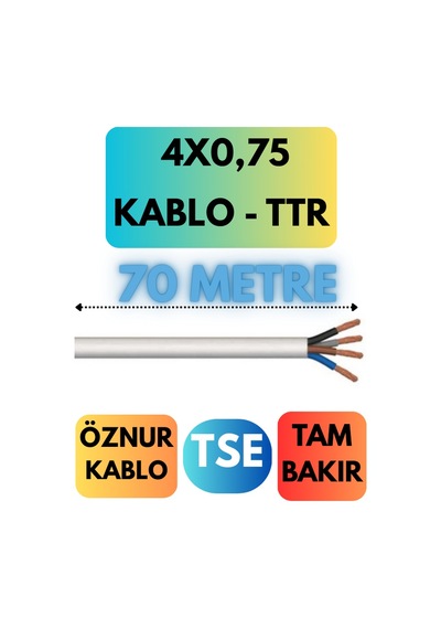 Öznur 4x0,75 Ttr Kablo Metre Seçenekli Beyaz - 70 Metre