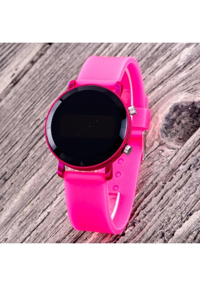 Fuşya Renk Kız Çocuk Saati Led Watch Hediye Bileklik Kol Saat ST-304313