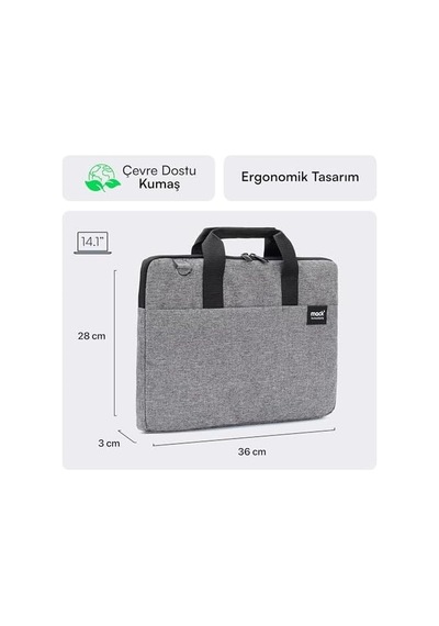 Mack Cityfit Mcc-702 Laptop Çantası, Erkekler Ve Kadınlar İçin Profesyonel Bilgisayar Çantası, 13,3 İnç - 14.1 İnç Notebook Çantası, Evrak Çantası, Gri