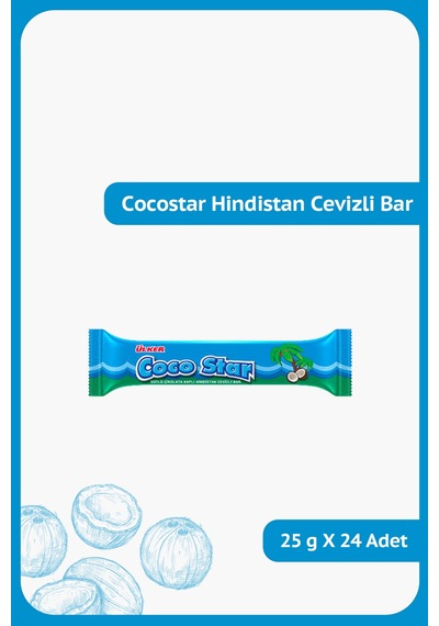 Coco Star Hindistan Cevizli Sütlü Çikolata Kaplamalı Bar - 25 Gram - 24 Adet
