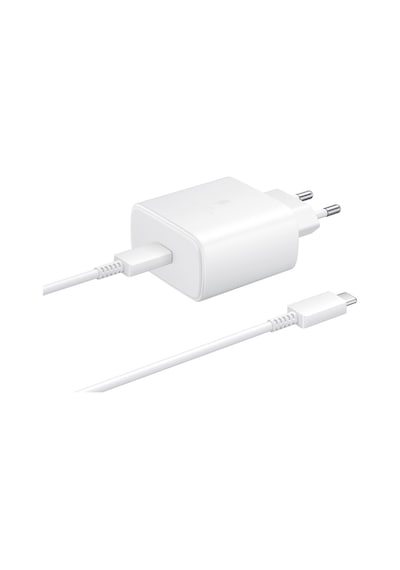 Samsung Uyumlu 45W Hızlı Şarj Adaptörü Beyaz+Type-C Kablo