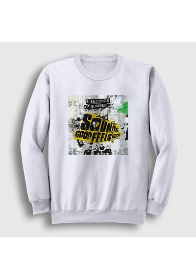 Presmono Unisex Wall 5 Seconds Of Summer Sweatshirt Beyaz