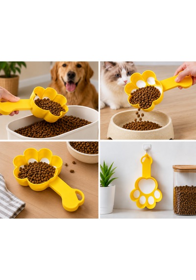 Pati Şekilli Kedi Köpek Mama Ölçeği Mama Küreği Mama Kaşığı Porsiyon Ölçer Pratik Mama Kabı Ölçü Kabı