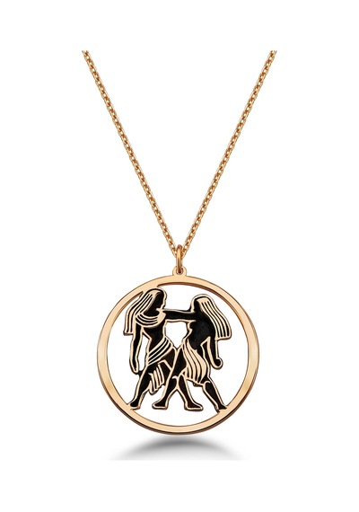 Çember İkizler Burcu Gümüş Kolye - Rose Rose Gold