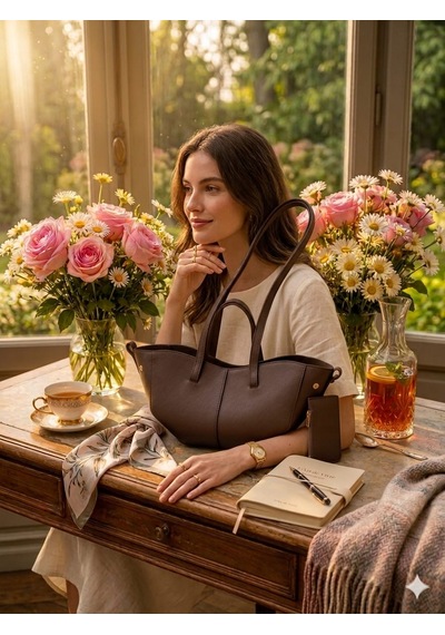 Housebags Valentina Kadın Fermuarlı + Cüzdan Charm El Ve Omuz Çantası Acı Kahverengi