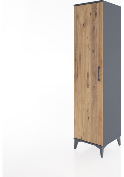 Hyperion Dolap 4 Raflı 2 Çekmeceli Tek Kapaklı 44x44x182 Aytaşı-çam Antrasit