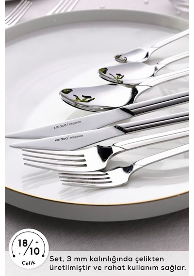Karaca  Elegance Midway Platin 12 Kişilik 84 Parça Çatal Kaşık Bıçak Takımı