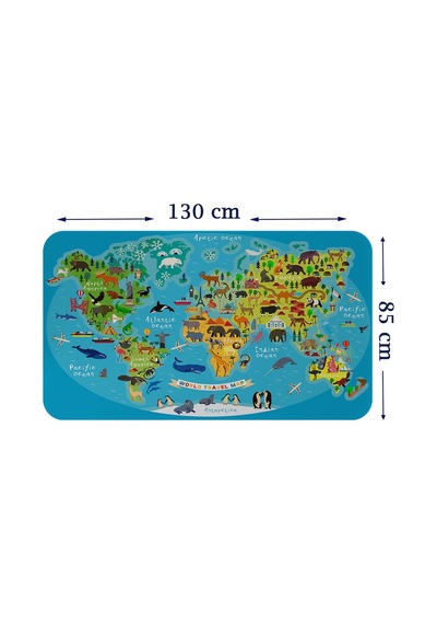 Eğitici Dünya Haritası Dünya Atlası Çocuk Ve Bebek Odası Duvar Sticker-85x130-3808 Çok Renkli