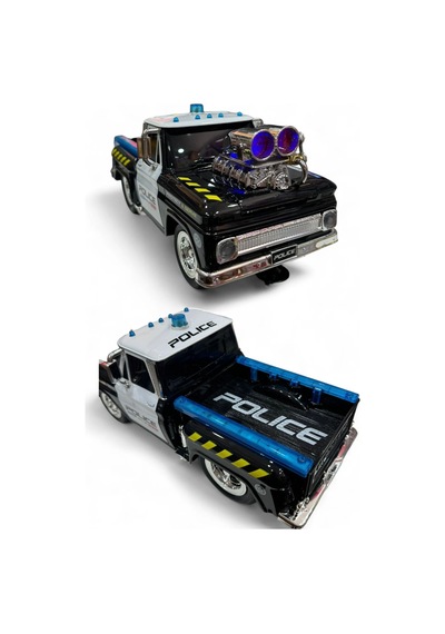 Uzaktan Kumandalı Sesli Işıklı Usb Şarjlı Kasalı Model Drift Kamyonet Polis Aracı Çok Renkli