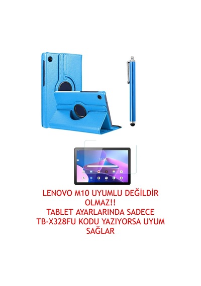 Tab M10 3.nesil Tb328fu Unisoc T328xu Zaae0015tr 360 Dönerli Kılıf 3lü Set Mavi