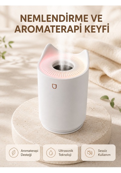 Aroma Difüzör Hava Nemlendirici Sessiz Çalışma Led Gece Lambası - Lisinya Çok Renkli