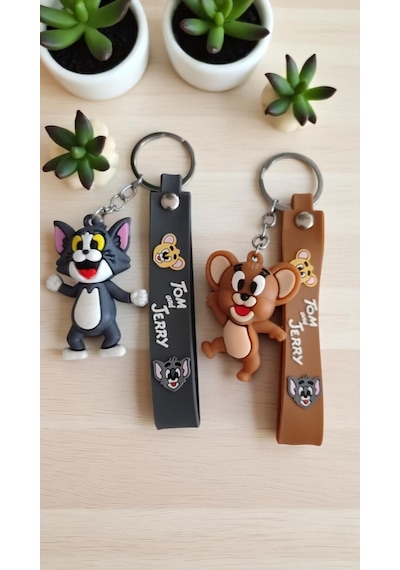 Tom Ve Jerry 2 Li 3d Silikon Çift Anahtarlık, Hediye&sevgili Anahtarlığı Çanta Aksesuar