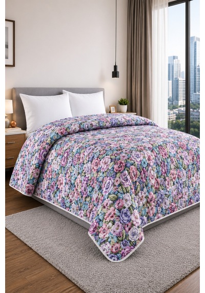 Yatak Örtüsü Çok Amaçlı 100% Polyester Hassas Tuşeli Basklı Lüx - Premium 200 Cm X 220 Cm Açık Antrasit
