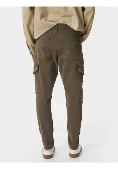 Koton Yıkamalı Pantolon Kargo Cepli Dikiş Detaylı Slim Fit Düğmeli Kahverengi 4wam40139hw Koton Yıkamalı Pantolon Kargo Cepli Dikiş Detaylı Slim Fit Düğmeli Kahverengi 4wam40139hw