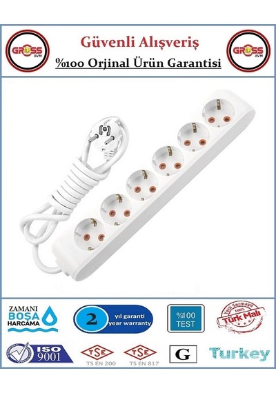 Viko Multi-let Altılı Topraklı Priz - 3 Metre - Çocuk Korumalı