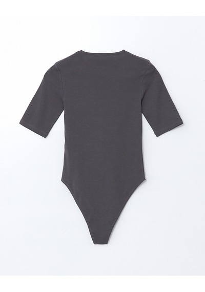 Lcw Vision Gri Bisiklet Yaka Kadın Bodysuit
