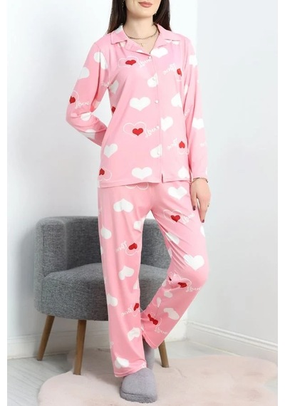 Seka Store Seka Milan Düğmeli Pijama Takımı Pembekırmızı - 50728.1929. Çok Renkli