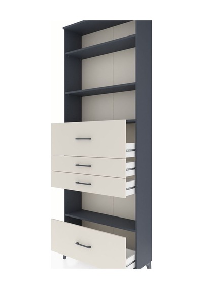 Arges Dolap 4 Raflı 4 Çekmeceli 88x30x243 Antrasit-aytaşı Antrasit