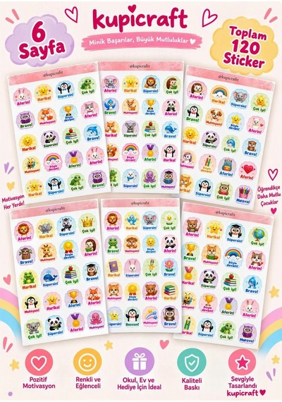 6 Sayfa Öğretmen Motivasyon Öğrenci Tebrik Sticker Seti 0