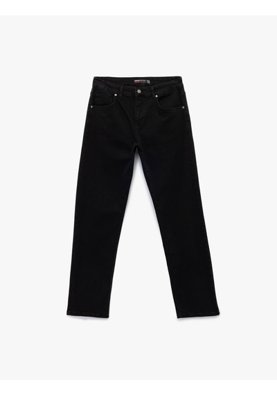 Koton Normal Bel Pamuklu Straight Fit Jean Pantolon - Mark Jean Siyah 6wam40022nd Siyah