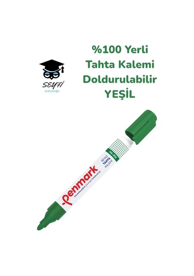 %100 Yerli Beyaz Tahta Kalemi Seti Doldurulabilir 8 Renk Yeşil