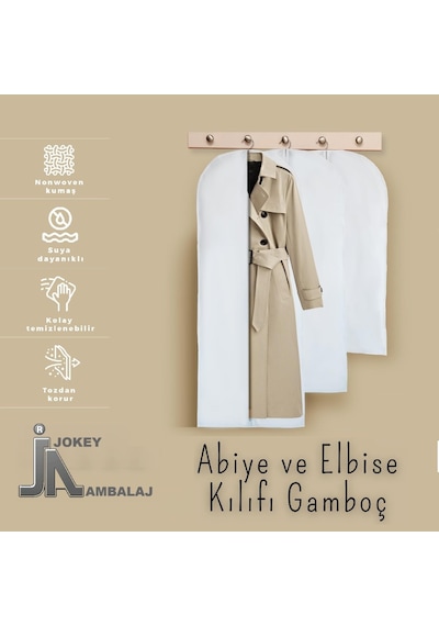 Jokey Ambalaj Fermuarlı Dolapiçi Gamboç Kıyafet,takım Elbise,abiye Ve Gelinlik Kılıfı 60x160cm Renk Seçenekli Beyaz