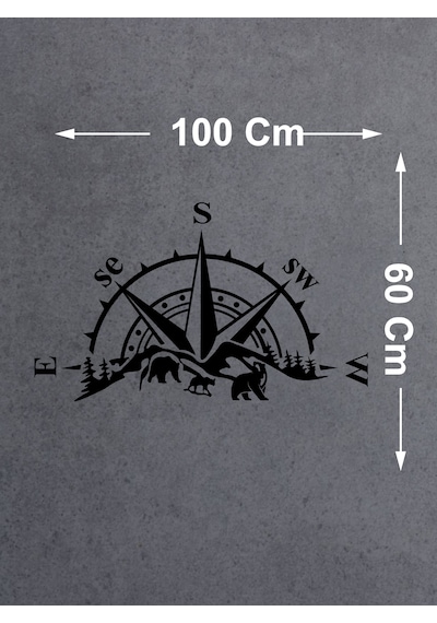Pusula Dağ Orman Sticker - Adventure 4x4 Off Road Pickup Sticker - Araba Oto Motosiklet Karavan Sticker - 02514 100X60 Cm