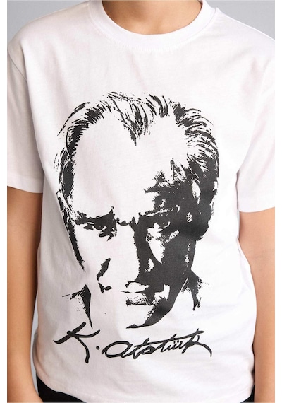 Defacto %100 Pamuk Atatürk Baskılı Tişört Erkek Çocuk B6938a826smwt34 Beyaz-wt34