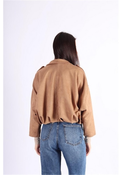 Prifaldi Premium Oversize Ekru Süet Bomber Ceket Vizon