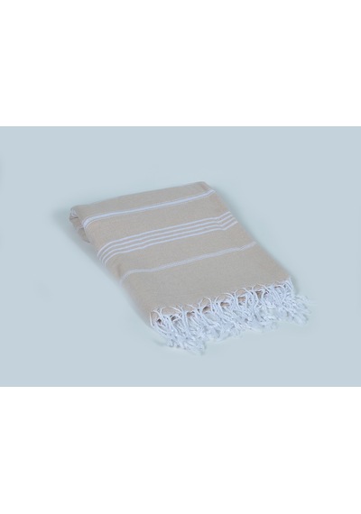 Sultan Peştemal Bej %100 Pamuk 90x180 Cekme Yapmaz Banyo-Plaj Havlusu