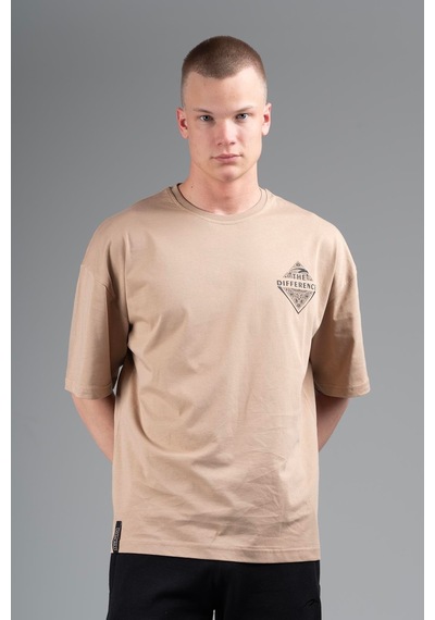 Maraton Sportswear Oversize Erkek Bisiklet Yaka Kısa Kol Basic Açık Vizon T-shirt 22694-açık Vizon