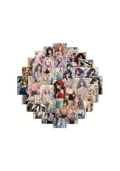 50'li Fashionable Woman Posters Stickers, Moda Sticker Seti Laptop Notebook Tablet Sticker Seti