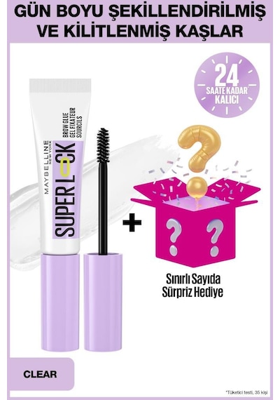 Maybelline New York Super Lock Brow Glue Kaş Sabitleyici Maskara Şeffaf + Sürpriz Kutu