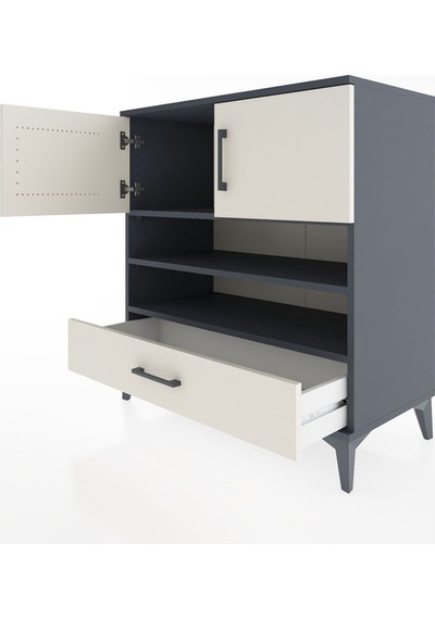 Hyperion Şifonyer 3 Raflı Tek Çekmeceli 2 Kapaklı 88x44x96 Antrasit-aytaşı Antrasit Hyperion Şifonyer 3 Raflı Tek Çekmeceli 2 Kapaklı 88x44x96 Antrasit-aytaşı Antrasit