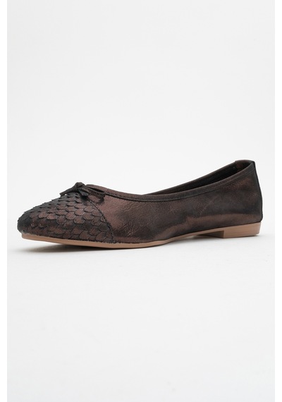 Luvishoes Luvi Shoes 02 Bakır Simli Hakiki Deri Kadın Babet Ayakkabı Bakır