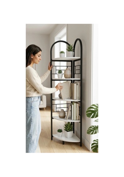 Likya 5 Raflı Köşe Kitaplık Beyaz Likya 5 Raflı Köşe Kitaplık Beyaz