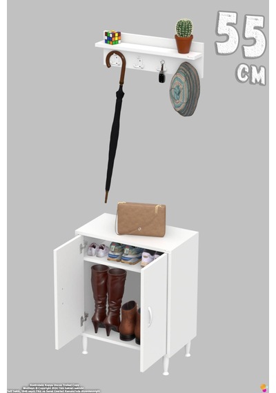 Aura Portmanto Vestiyer Ayakkabılık 1 Raf 2 Bölme 3 Kancalı Askılı Dar Alan Çok Amaçlı Dolap 55 Cm Aura Portmanto Vestiyer Ayakkabılık 1 Raf 2 Bölme 3 Kancalı Askılı Dar Alan Çok Amaçlı Dolap 55 Cm