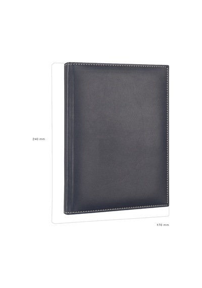 Deri Kapak Defter Ajanda Tarihsiz Kareli 17X24 Cm Siyah N11.93