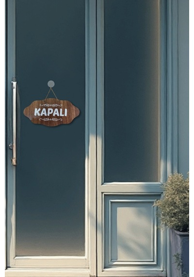 Dekoratif Açık-kapalı Tabelası Jüt İp Ve Vantuz Hediyeli - Ceviz