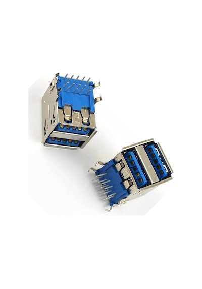 Ic-265e İkili Usb3.0 Konnektör A Tip Şase Dişi 90 Mavi