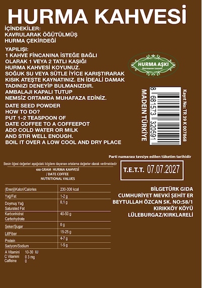Hurma Aşkı Hurma Kahvesi 200 G