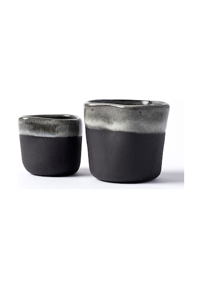 Must Siyah Beyaz Stoneware El Yapımı Mug Fincan 2li Set 8634
