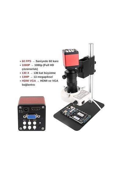 13mp Hd 60fps 130x Endüstriyel Mikroskop Kamera Seti Hdmı/vga