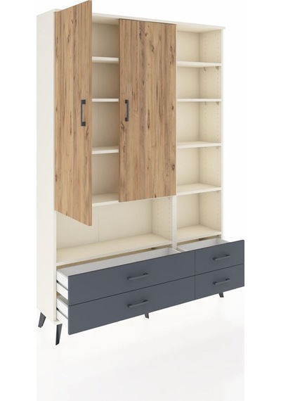 Arges Dolap 10 Raflı 4 Çekmeceli 2 Kapaklı 132x30x195 Aytaşı-çam/antrasit Atlas Çam/antrasıt Arges Dolap 10 Raflı 4 Çekmeceli 2 Kapaklı 132x30x195 Aytaşı-çam/antrasit Atlas Çam/antrasıt