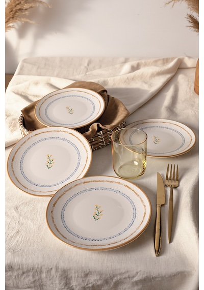 Keramika Sun Flowers Pasta Tabağı 20 Cm 4 Adet 23973 Çok Renkli