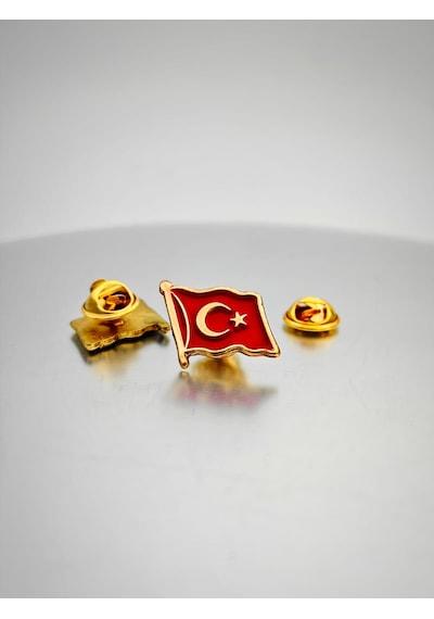 2 Adet Türk Bayrağı Gold&gümüş Yaka Rozeti Çok Renkli