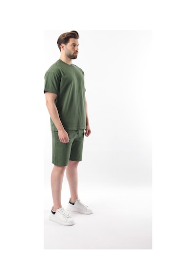 Madmext Haki Overfit Baskılı Erkek Şort T-shirt Takım E7302 Haki